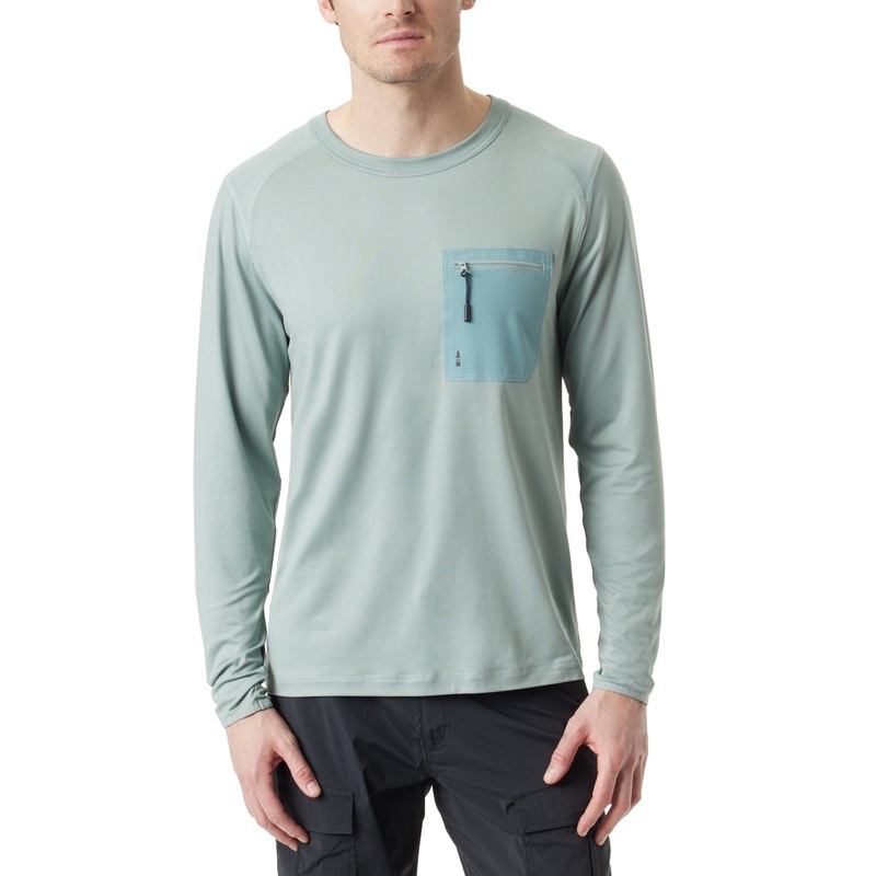 Bass Outdoor Mens Regular fit Long Sleeve T-Shirt Shirt Large Light Blue Solid