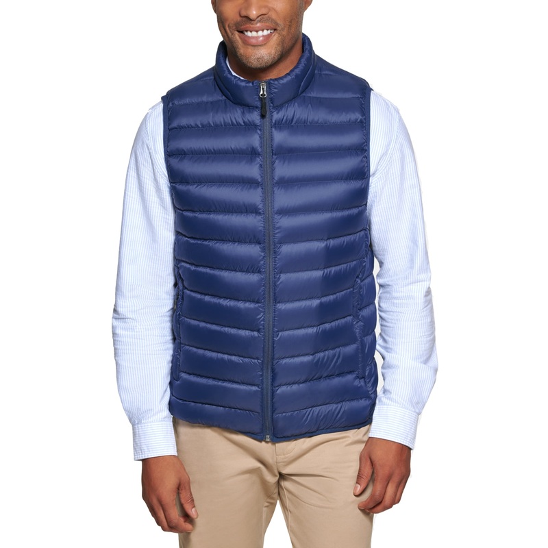Club Room Mens Regular fit Puffer Jacket Vest Small Blue Solid Packable