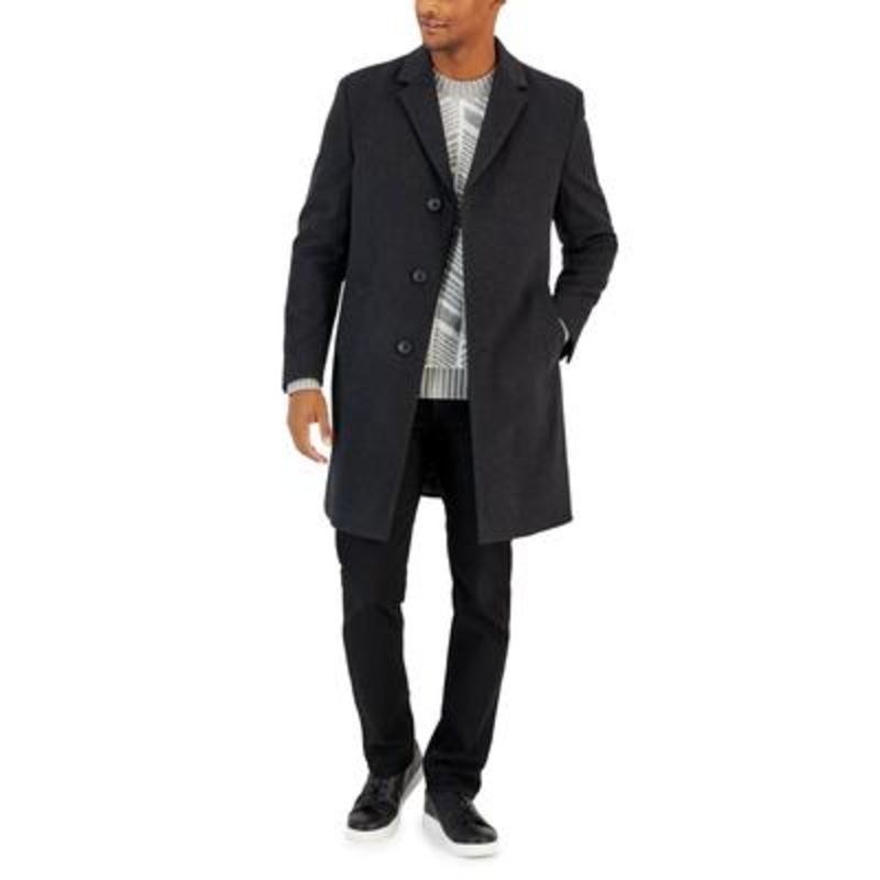 Nautica Mens Classic fit Overcoat Coat 38 R Grey Solid