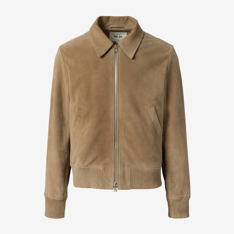 NN07 Mens Florian Suede Leather Jacket XL Khaki Stone Tan