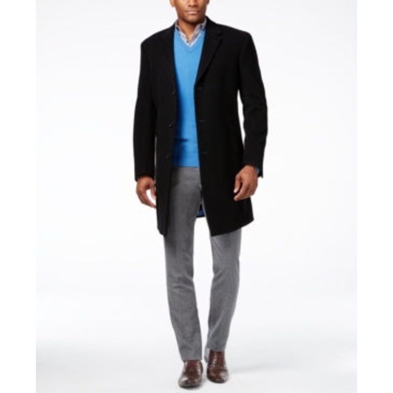 Tommy Hilfiger Mens Regular fit Overcoat Coat 38 R Black Solid