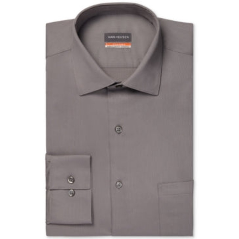 Van Heusen Mens Regular fit Long Sleeve Button-Up Shirt Large Grey Geometric