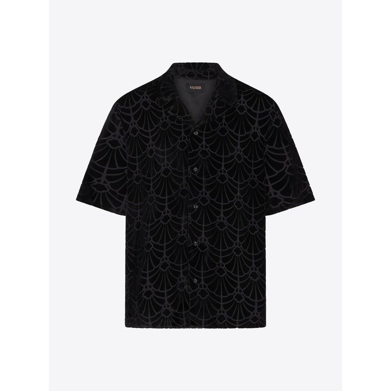 Vayder Mens Maqueda Velour Short Sleeve Button Up XL Black Shell Burnout