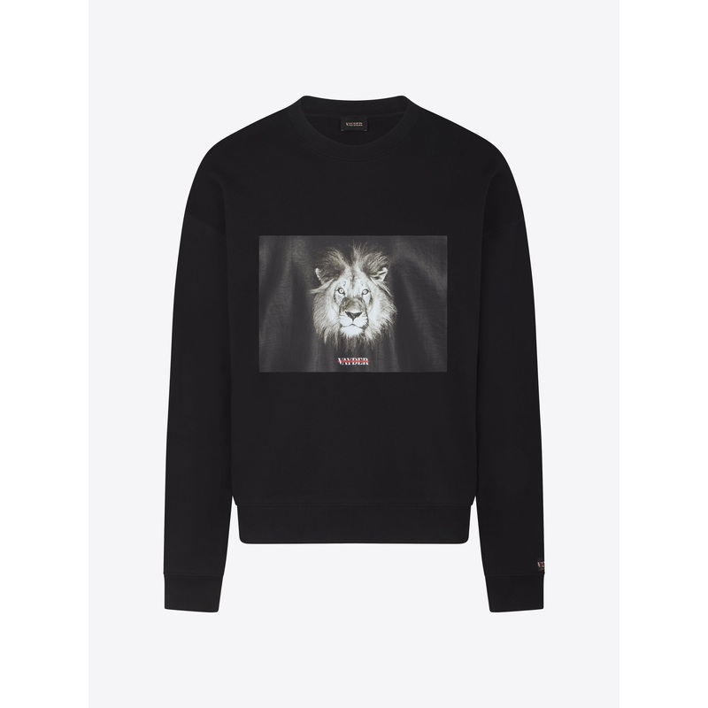 Vayder Mens Muller Lion Graphic Crew Neck Sweatshirt Large Black