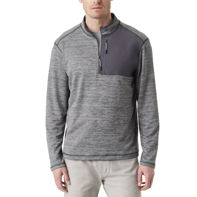 Bass Outdoor Mens Classic fit Long Sleeve Quarter zip Sweatshirt Large Grey