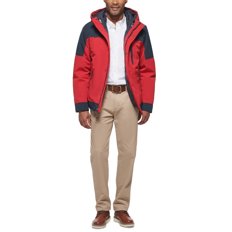 Club Room Mens Regular fit 3-in-1 Coat Large Red Hooded