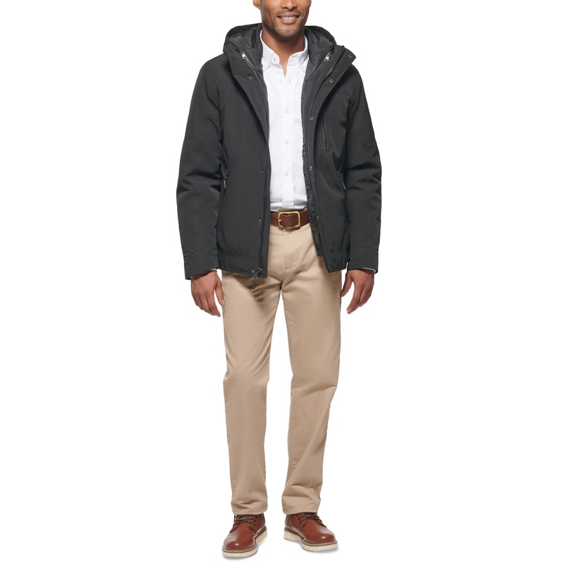 Club Room Mens Regular fit 3-in-1 Coat Small Black Solid Hooded