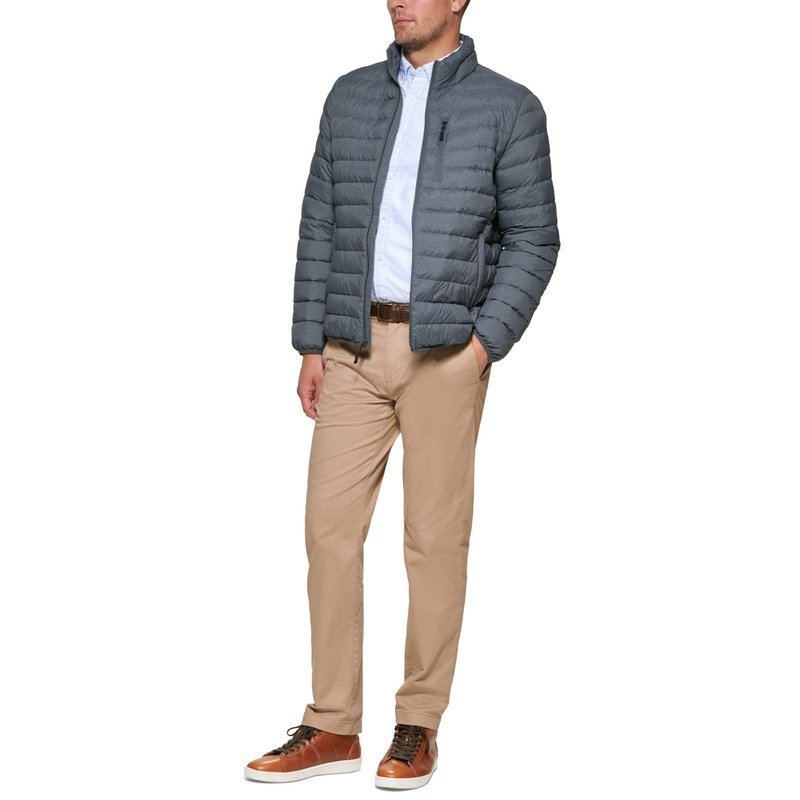 Club Room Mens Regular fit Puffer Jacket Coat Large Grey Solid Packable