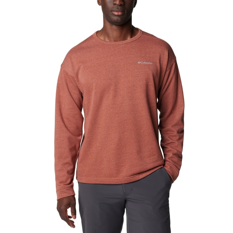 Columbia Mens Regular fit Long Sleeve Crewneck Sweatshirt XL Orange Solid