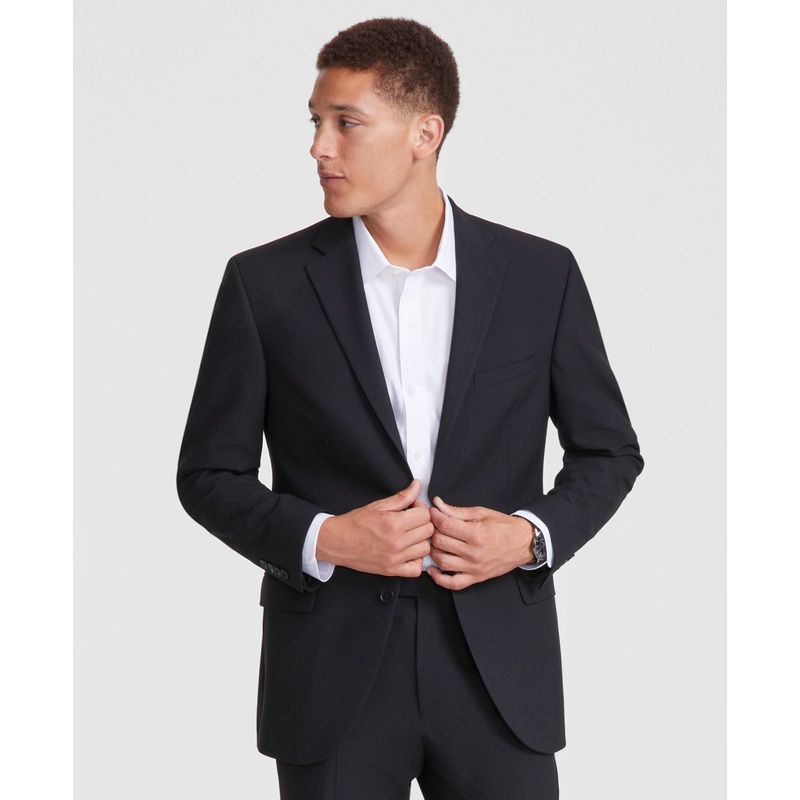 Dkny Mens Modern fit 2 Piece Suit 36 R / 29 Waist Black Solid Stretch