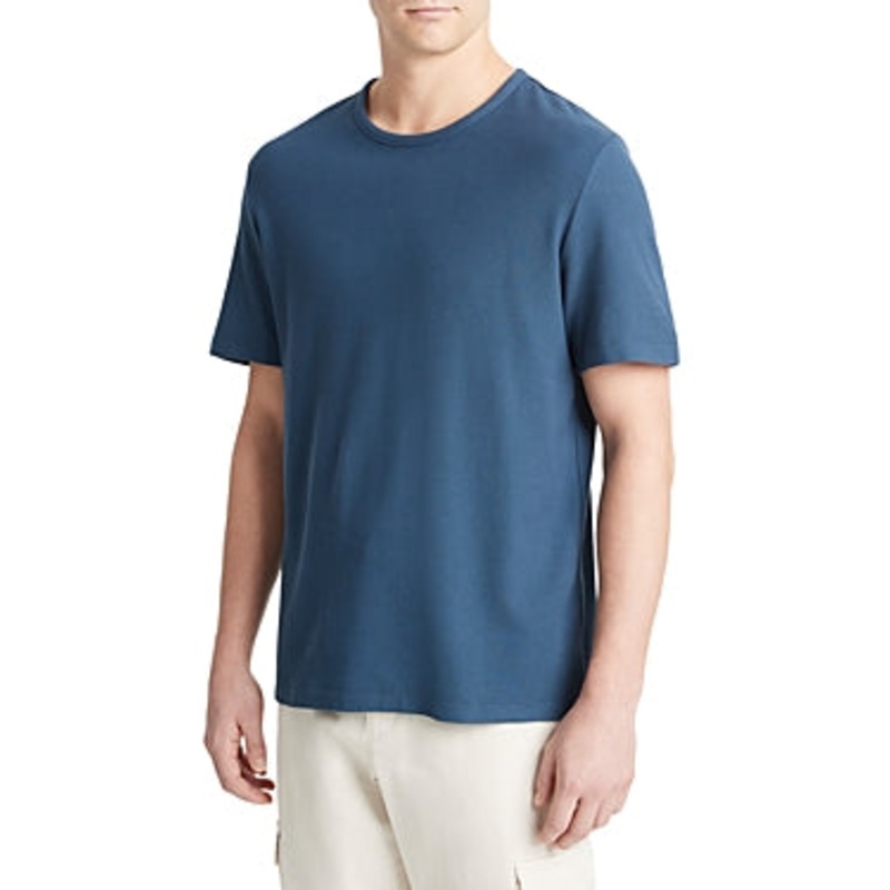 Vince Mens Regular Fit Short Sleeve Crewneck Shirt Medium Blue Solid