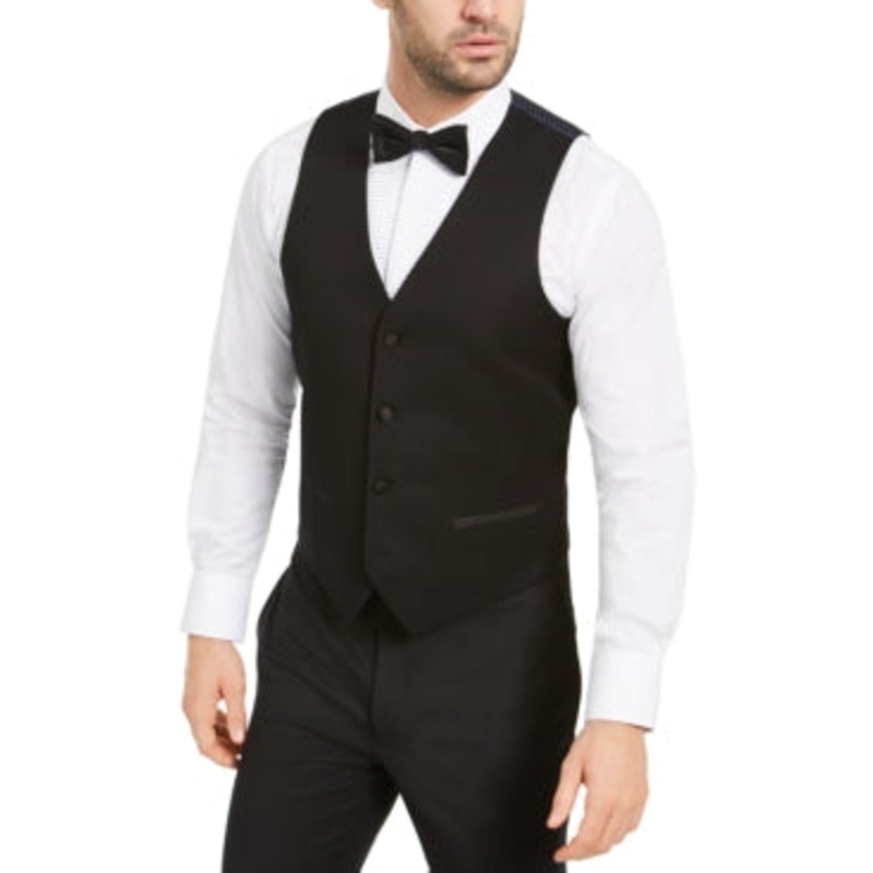 Alfani Mens Regular fit Button-Up Vest Medium Black