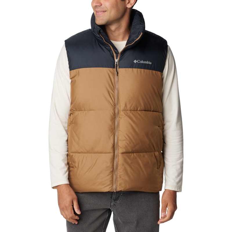 Columbia Mens Regular fit Puffer Jacket Vest Medium Beige Waterproof