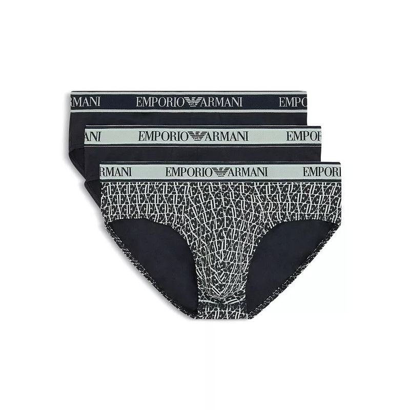 Emporio Armani Mens 3 Pack Regular fit Briefs Underwear Large Blue
