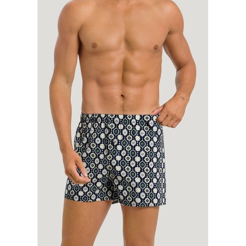 Hanro Mens Regular fit Boxer Shorts Underwear Large Blue Geometric