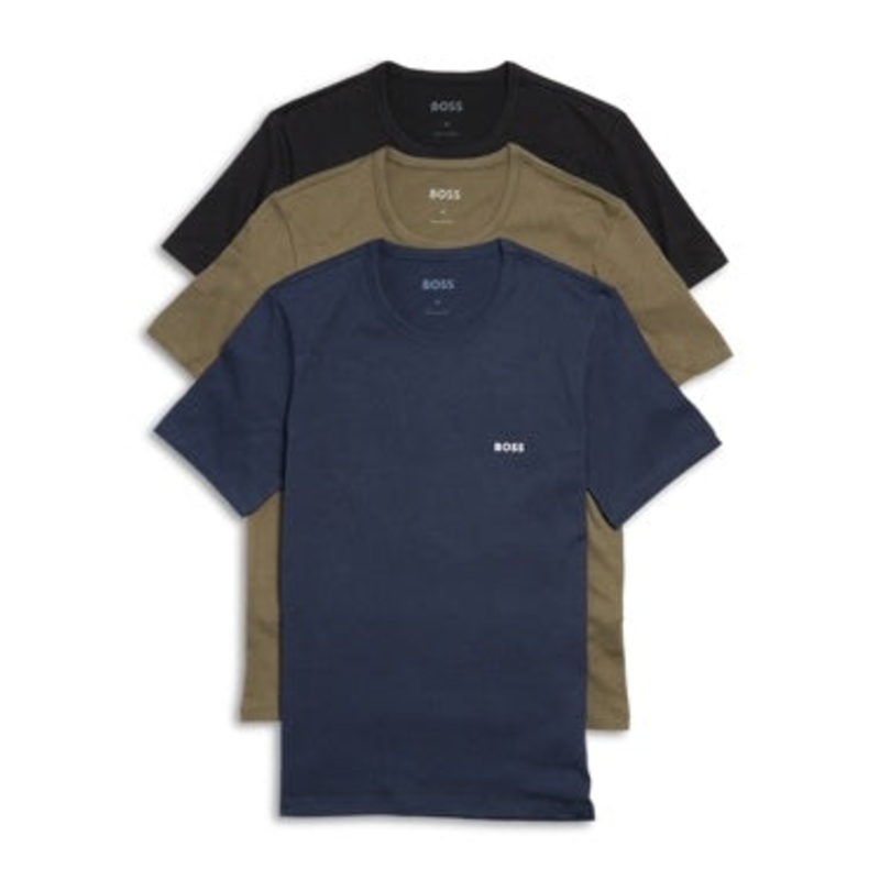Hugo Boss Mens 3 Pack Regular fit T-Shirt Underwear Medium Green Blue Black