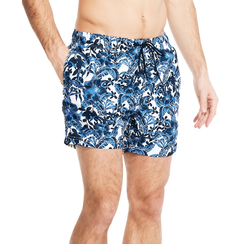 Nautica Mens Regular fit Trunks Swimwear Small 6 Inseam Blue Floral