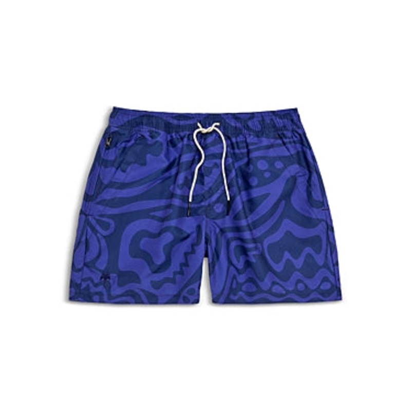 Oas Rapture Mens Tailored Fit 4.3" Swim Trunks Blue Small