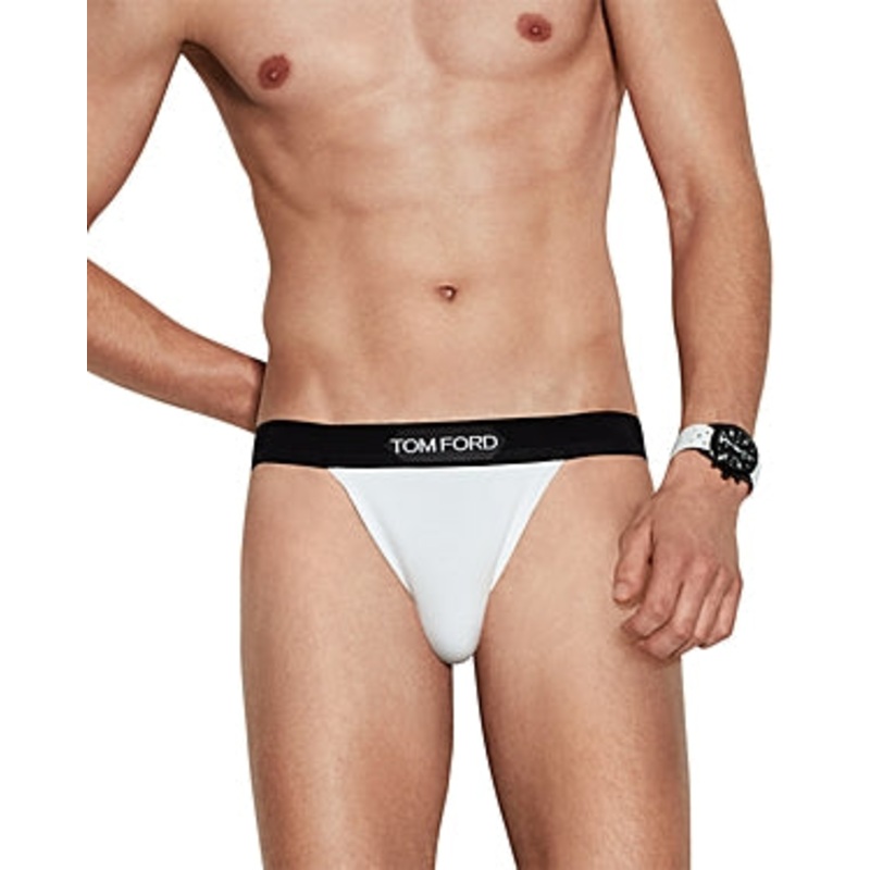 Tom Ford Cotton Blend Regular Fit Jockstrap Underwear White Large