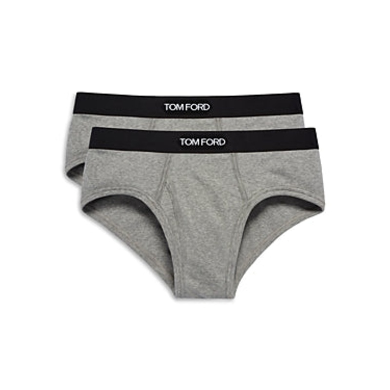Tom Ford Mens 2 Pack Regular fit Briefs Underwear XL Grey Solid