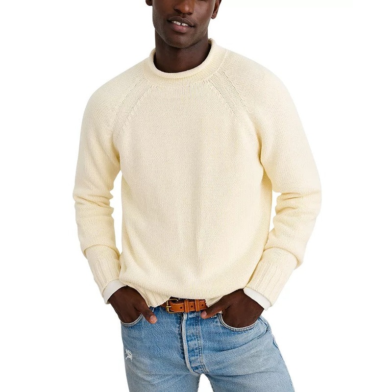 Alex Mill Mens Regular fit Long Sleeve Crewneck Sweater Medium Roll Neck White