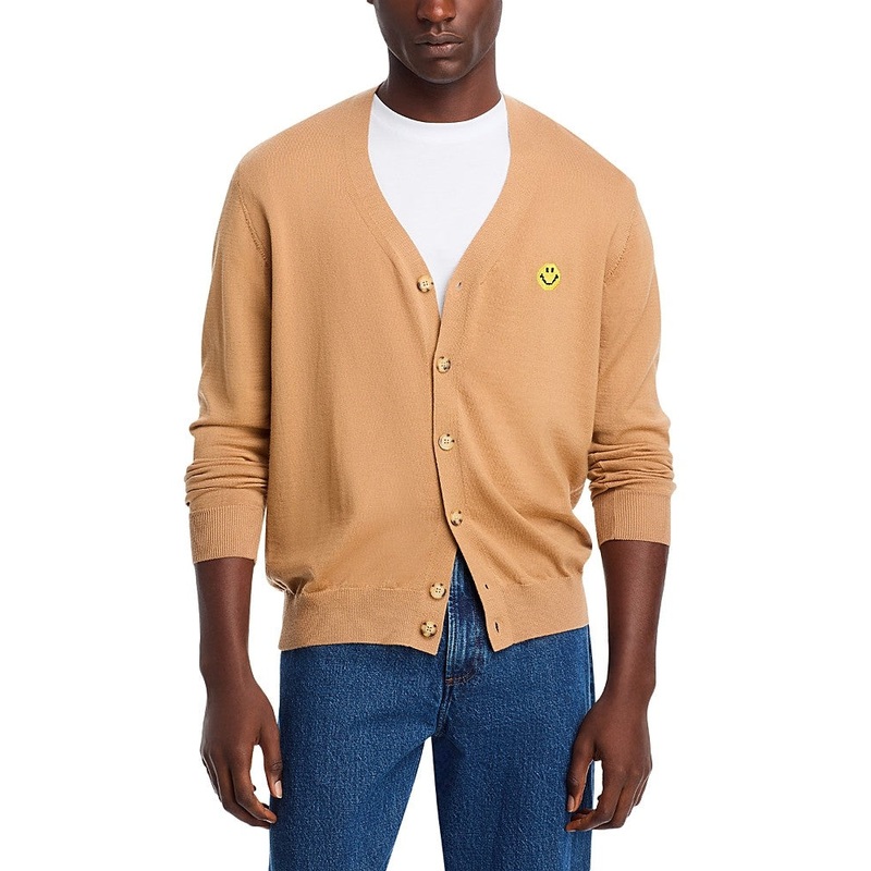 Joshua Sanders Mens Regular fit Long Sleeve Cardigan Sweater Large Brown Solid