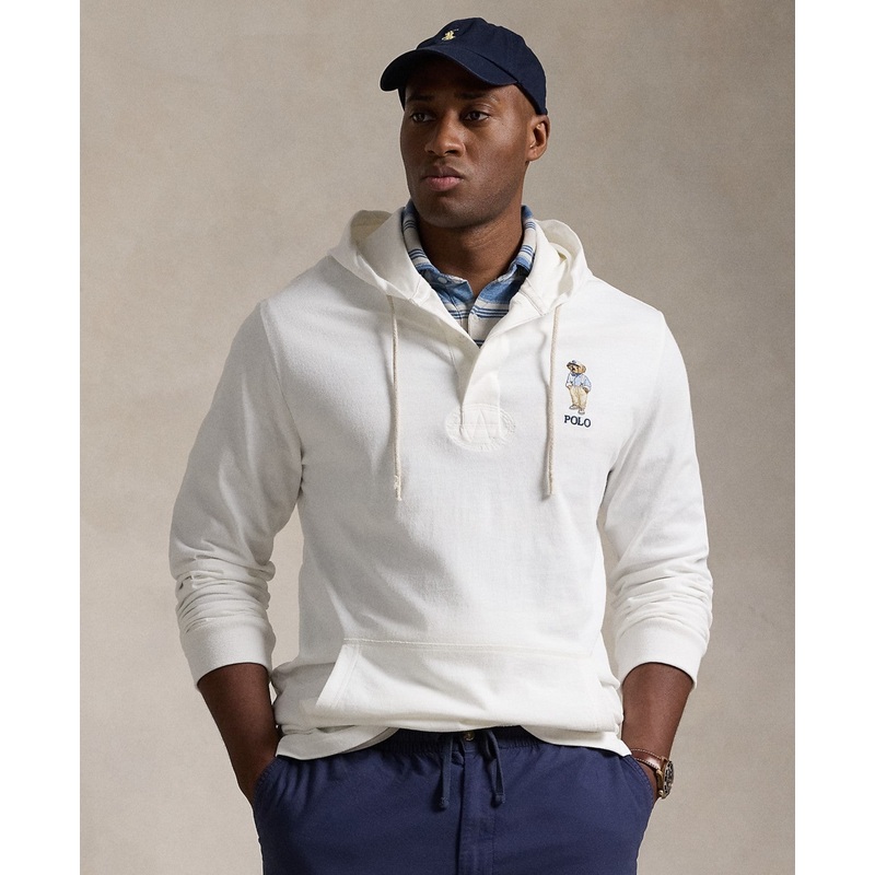 Polo Ralph Lauren Mens Regular fit Long Sleeve Rugby Hoodie Sweater 3XLT White