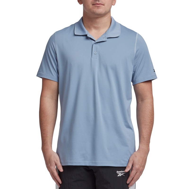 Reebok Mens Regular fit Short Sleeve Training Polo Shirt Small Blue Solid