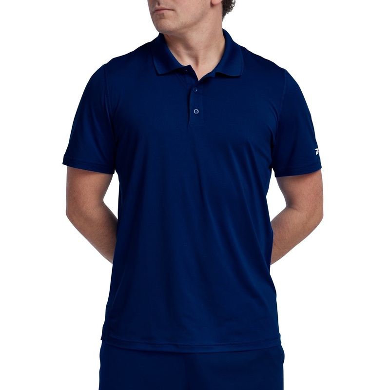 Reebok Mens Regular fit Short Sleeve Training Polo Shirt XXL Blue Solid