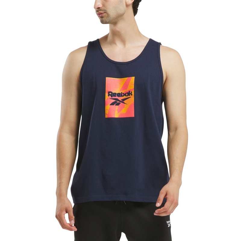 Reebok Mens Regular fit Sleeveless Graphic Tank Top Shirt XL Blue Solid