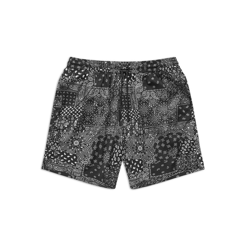 Rta Mens Regular fit Drawstring Swimwear Shorts Small 5.5 Inseam Black