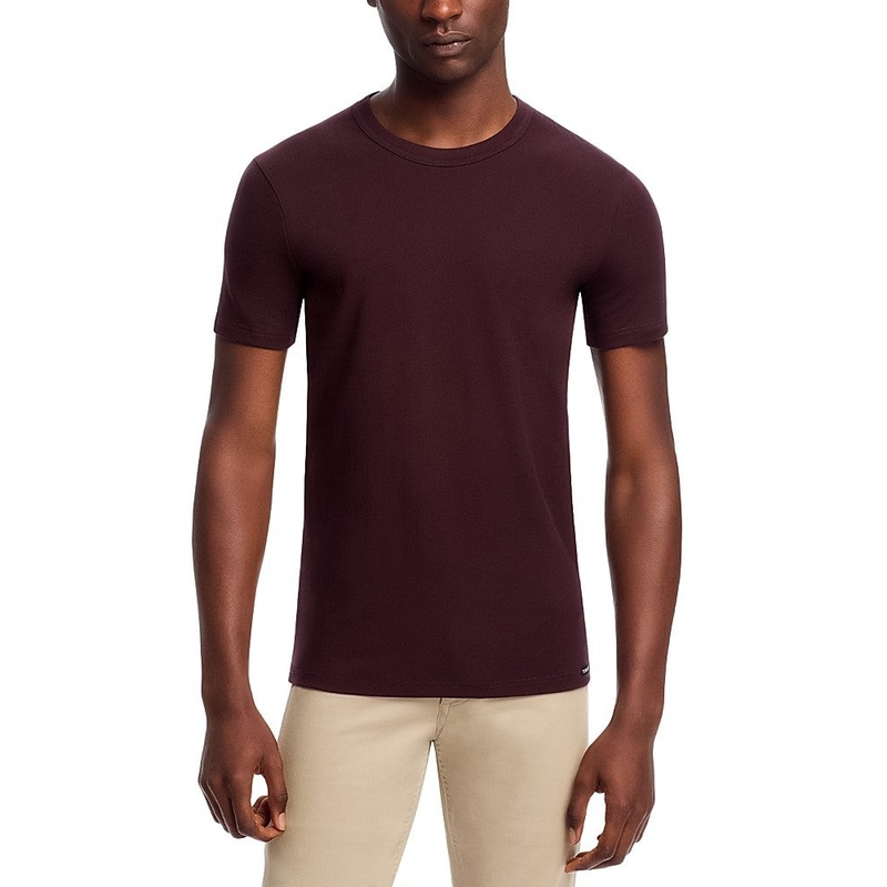 Tom Ford Mens Regular fit T-Shirt Shirt Small Viola Medio Red Solid Stretch