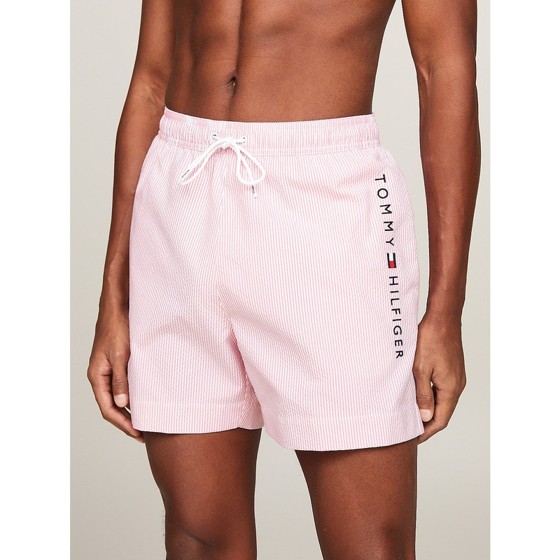 Tommy Hilfiger Mens Regular fit Trunks Swimwear 5 Inseam Large Pink Striped