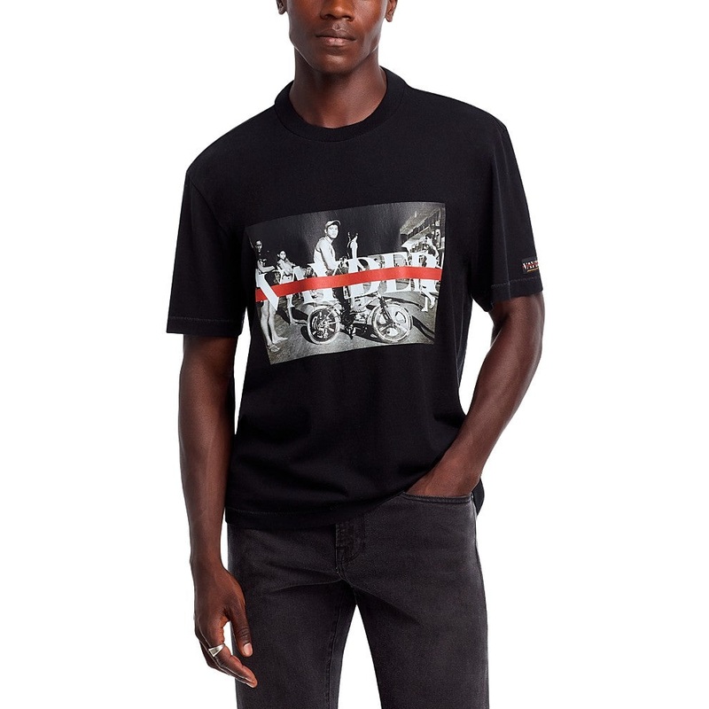 Vayder Mens Regular fit Short Sleeve Night Bike Graphic T-Shirt Large Black