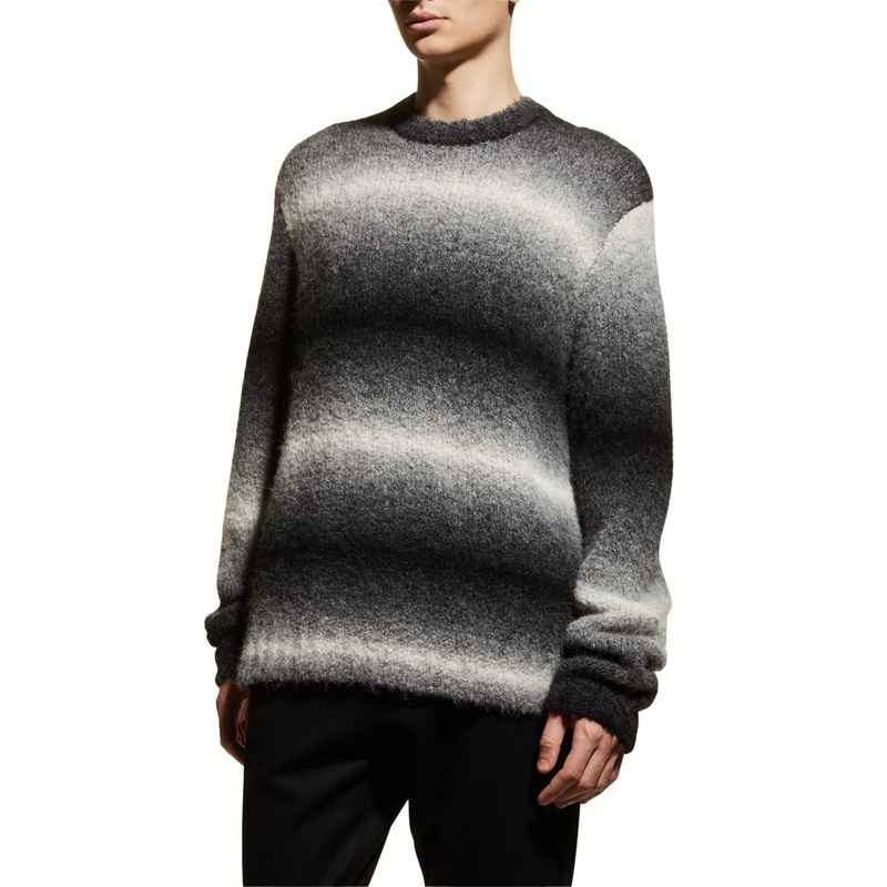 Vince Mens Regular fit Long Sleeve Alpaca Crewneck Sweater XL Black White
