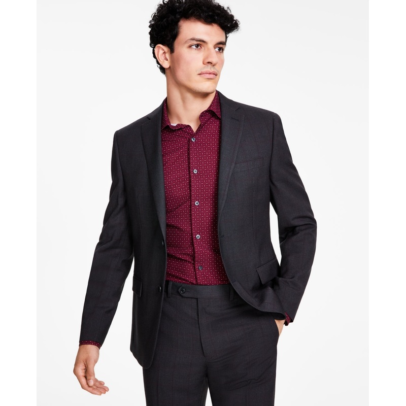 Alfani Mens Slim fit Suit Jacket Blazer 42 L Grey Check