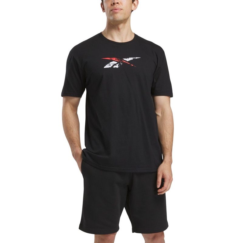 Reebok Mens Regular fit Short Sleeve T-Shirt Shirt Medium Black Solid