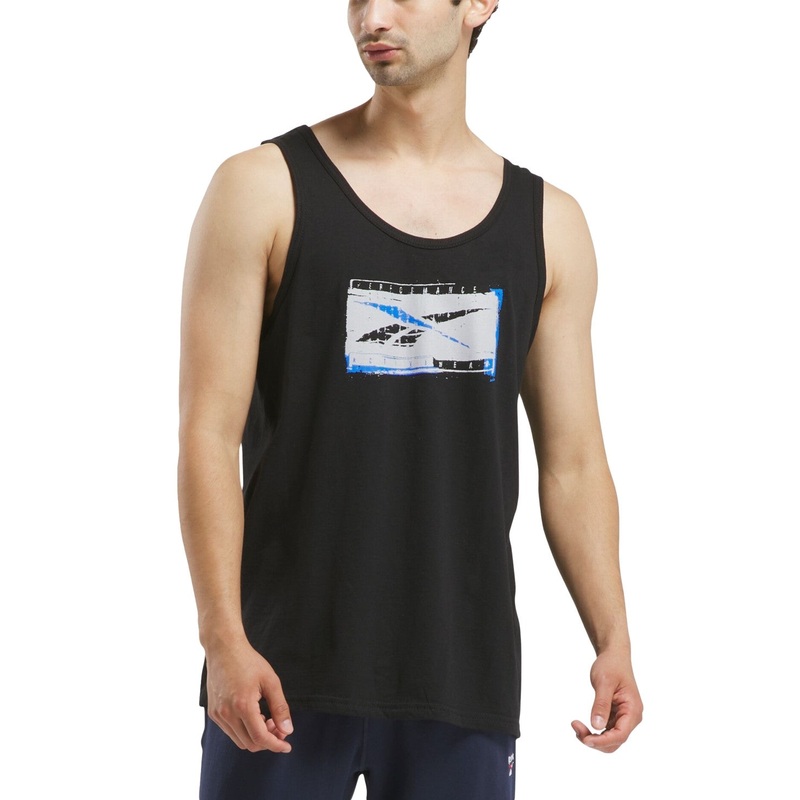 Reebok Mens Regular fit Sleeveless Tank Top Shirt Large Black Solid