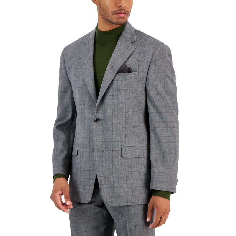 Sean John Mens Classic fit Suit Jacket Blazer 40 S Grey Plaid