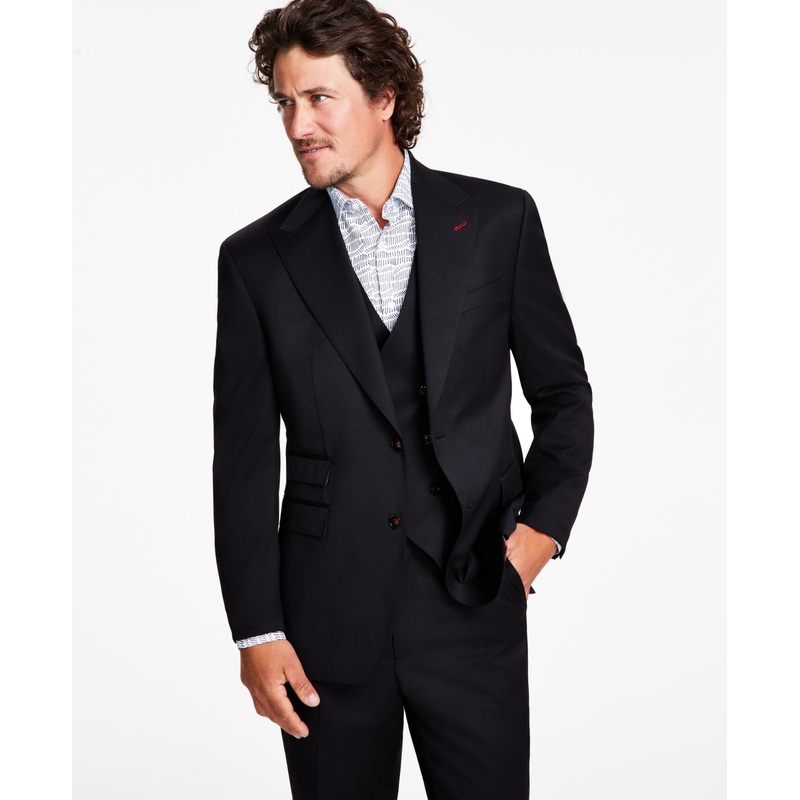Tayion Collection Mens Classic fit Suit Jacket Blazer 38 38 Black Solid
