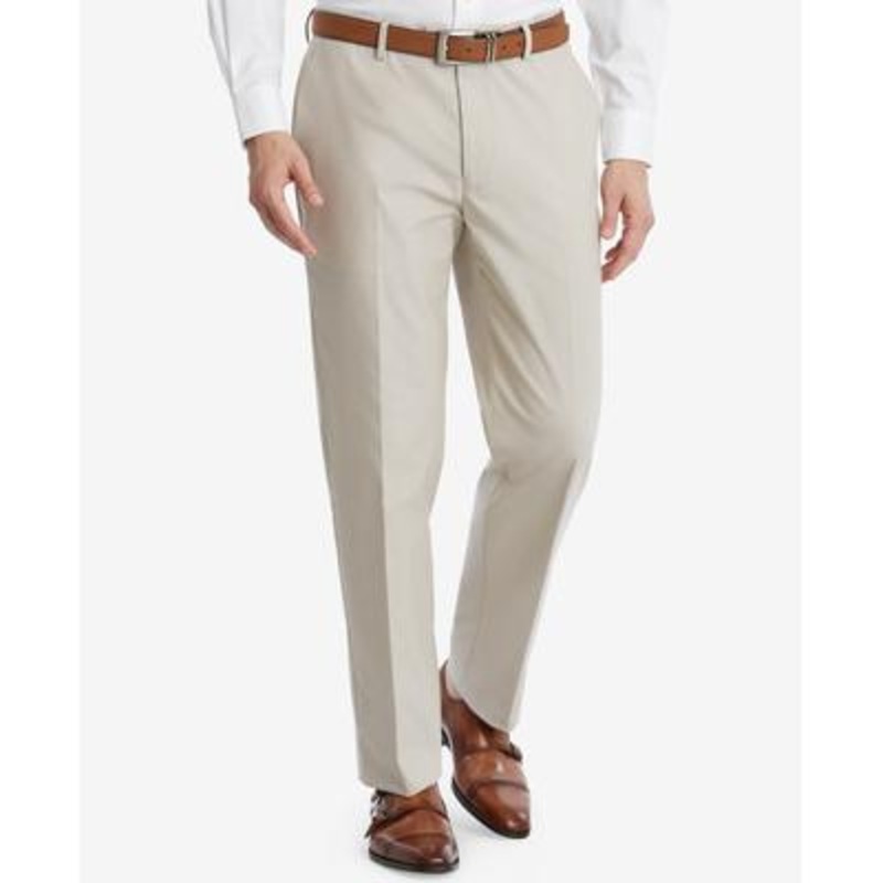 Tommy Hilfiger Mens Modern fit Dress Pants 42 / 32 Beige Solid Stretch