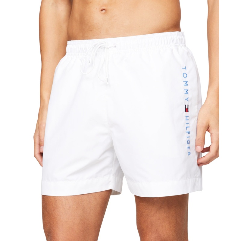 Tommy Hilfiger Mens Regular fit Trunks Swimwear Large 7 Inseam White Solid