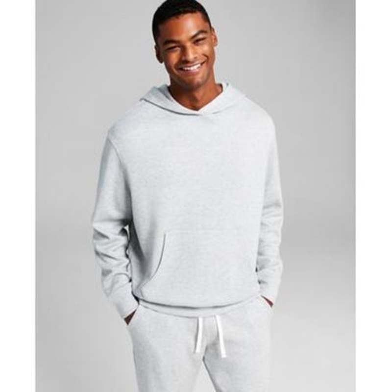 And Now This Mens Cozy Fleece Solid Hoodie Grey Medium
