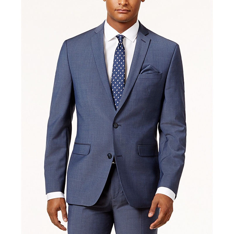 Bar III Men's Slim Fit Active Stretch Suit Jacket Sport Coat 38R Blue 2 Button