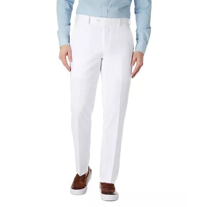 BAR III Men's Slim-Fit Dress Pants White 36 x 34 Flat Front Polyester