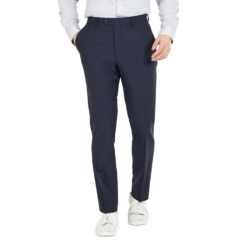 Bar III Mens Dress Pants 40 x 32 Navy Blue Slim Fit Wrinkle-Resistant Wool