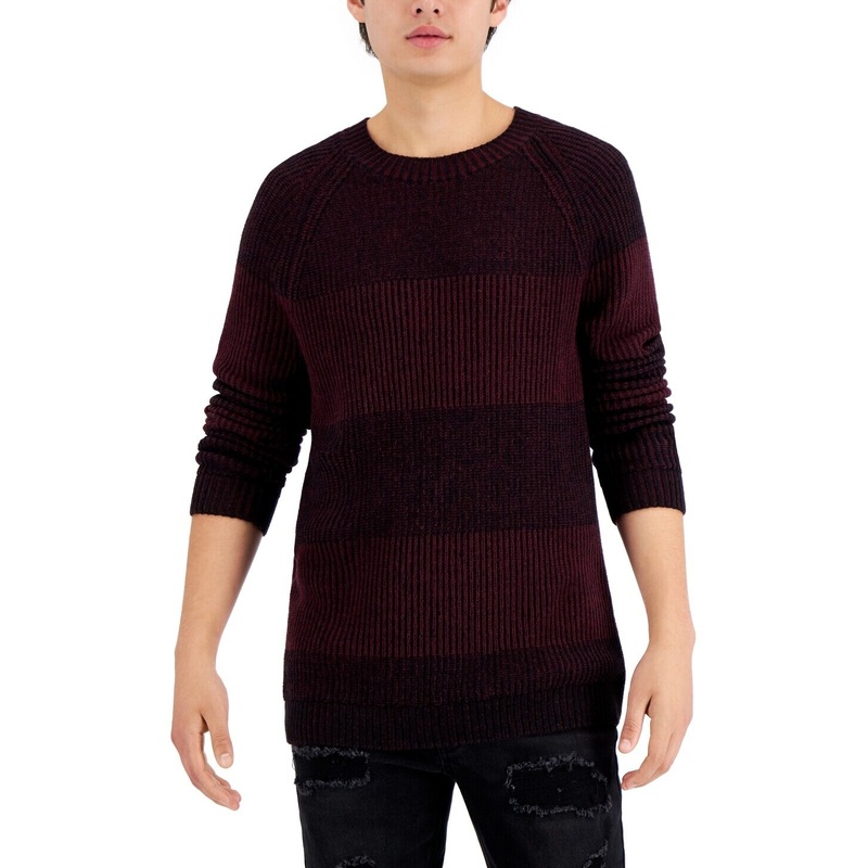 INC International Concepts Men's Ribbed Pullover Crewneck Sweater Port XL