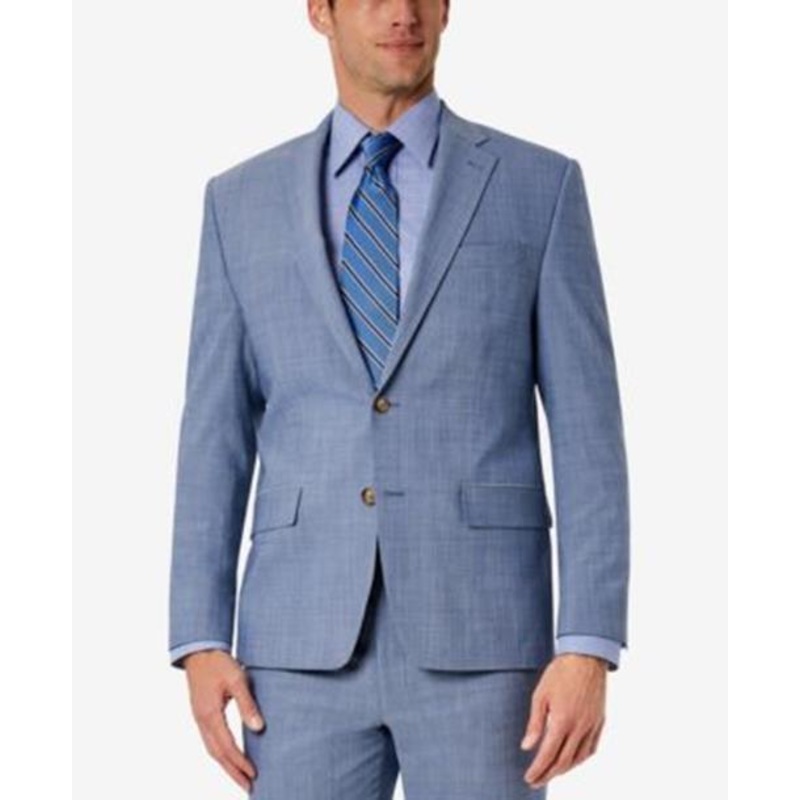 LAUREN RALPH LAUREN Men's Classic-Fit Wool Stretch Suit Jacket Blue Plaid 44S