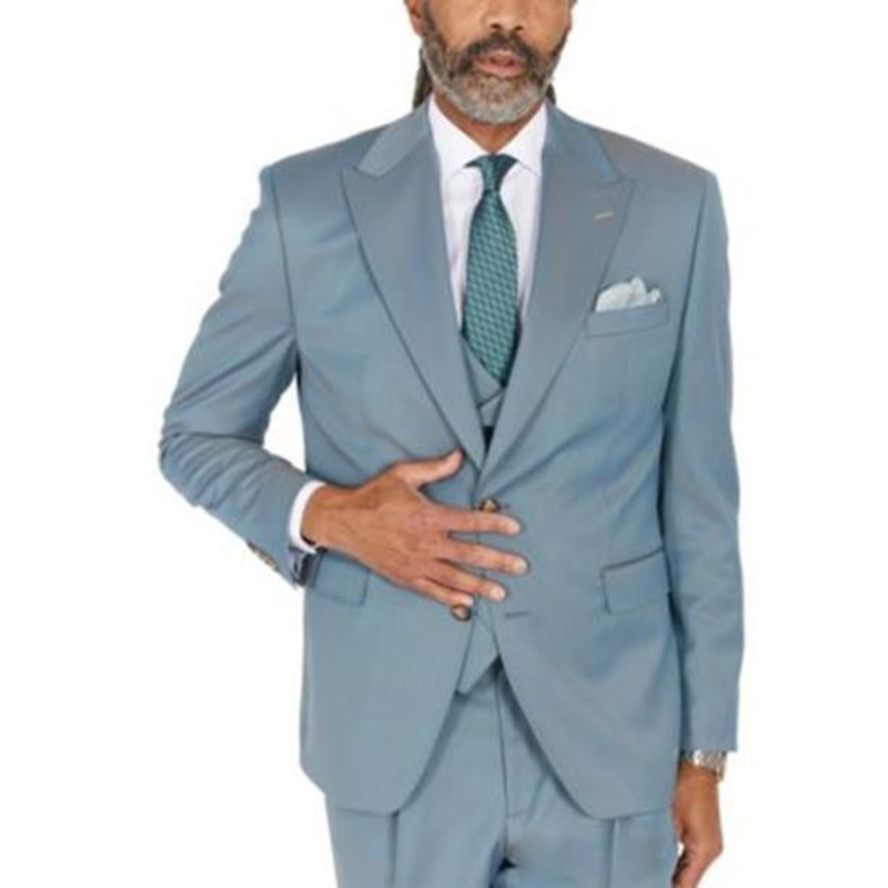 Tayion Collection Men's Suit Jacket 42R Taupe/Teal Classic-Fit Wool