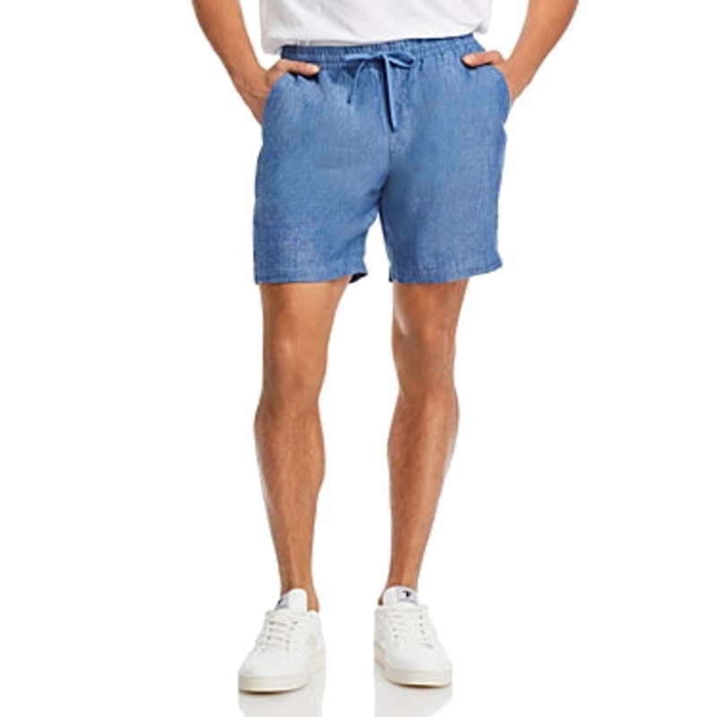 The Men's Store At Private Label Linen Regular Fit 8 Shorts Size 36 Blue
